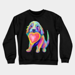 Soft Pastel Lovable Rainbow Pup Crewneck Sweatshirt